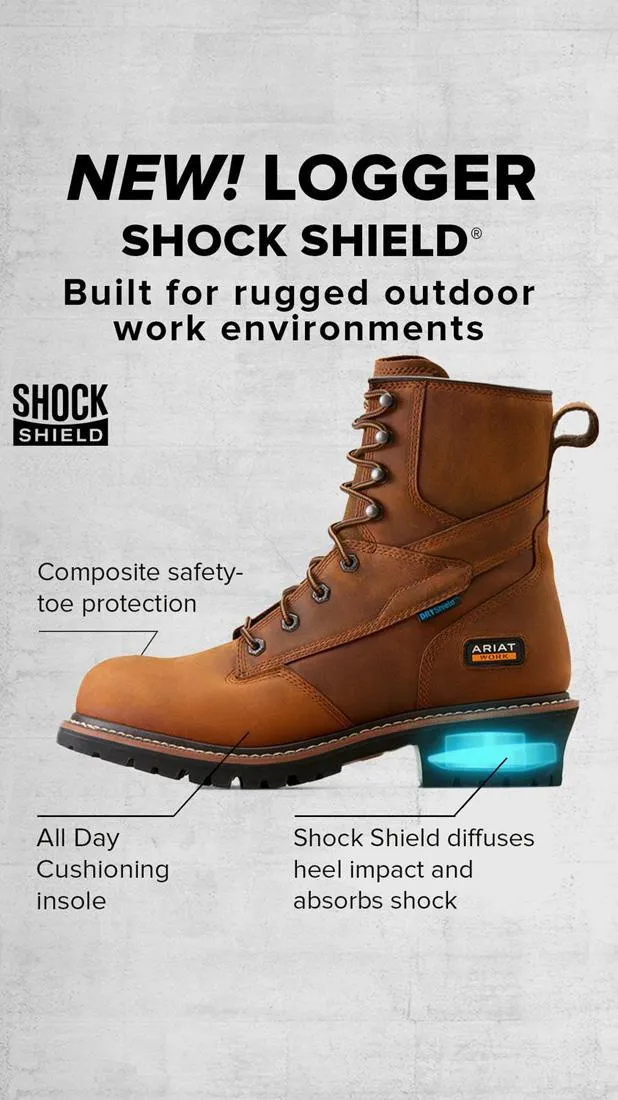 Logger Shock Shield Composite-Toe Waterproof Work Boot Copper Brown