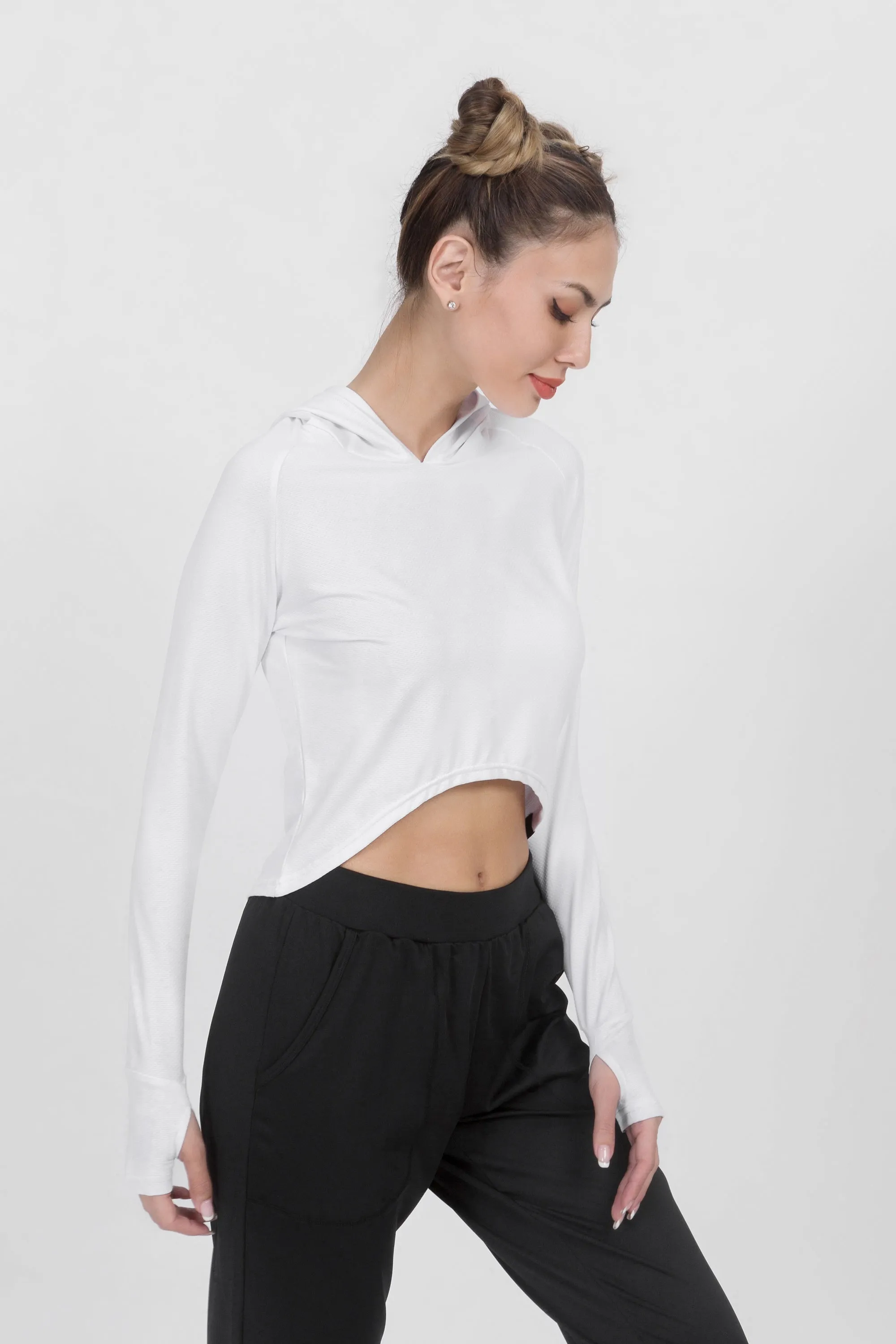 Loose Fit Cropped Workout Hoodie