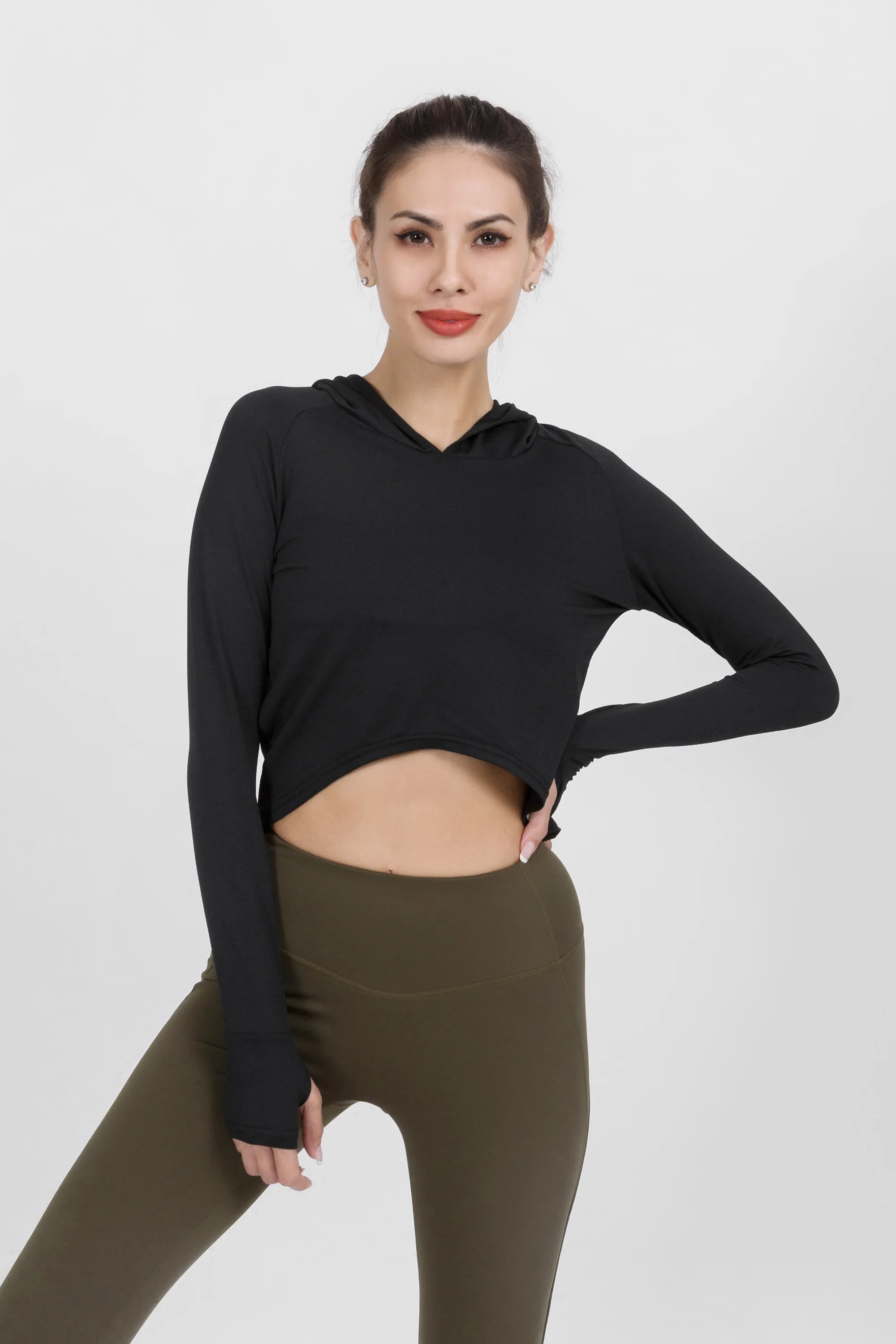 Loose Fit Cropped Workout Hoodie