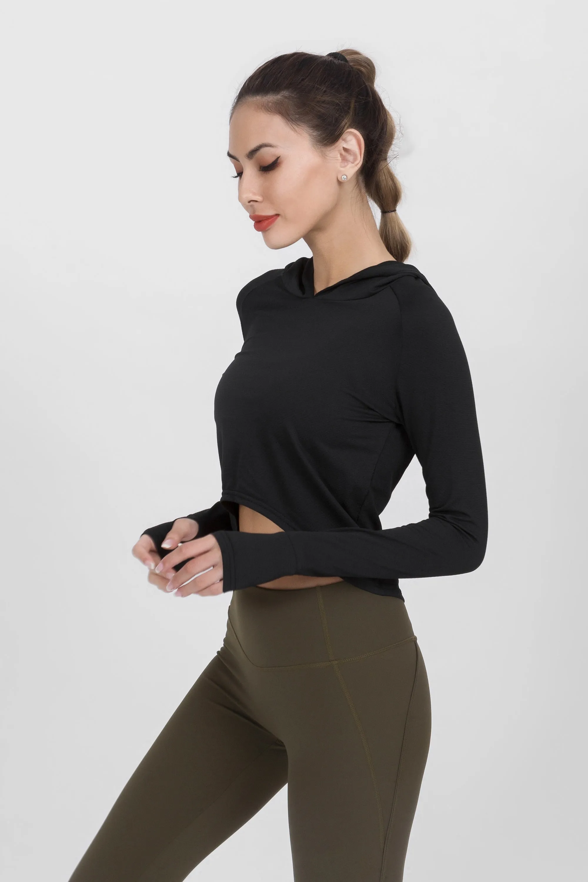 Loose Fit Cropped Workout Hoodie