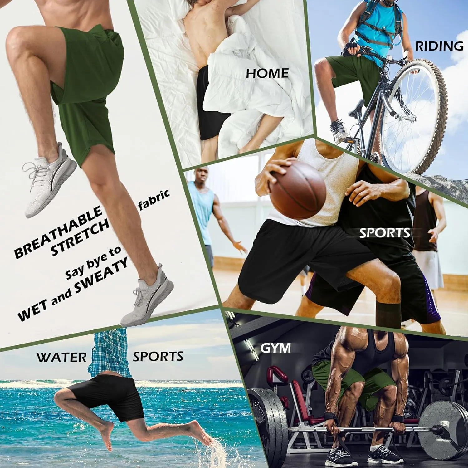 Mens Athletic Running Shorts 2 Pack Quick Dry with Pocket Gym Workout Shorts for Men Mesh Swim Trunks Board Pajama