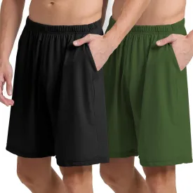 Mens Athletic Running Shorts 2 Pack Quick Dry with Pocket Gym Workout Shorts for Men Mesh Swim Trunks Board Pajama