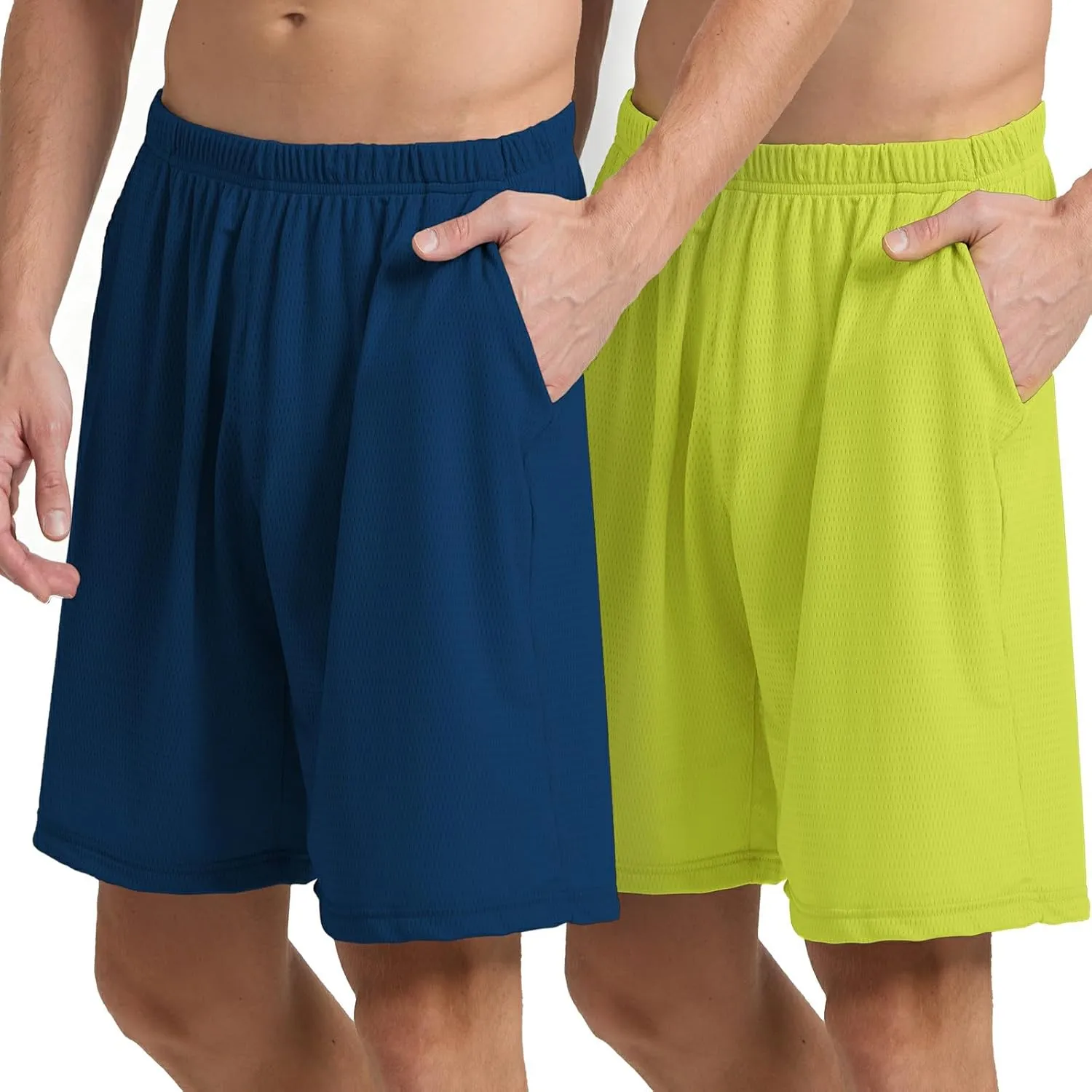 Mens Athletic Running Shorts 2 Pack Quick Dry with Pocket Gym Workout Shorts for Men Mesh Swim Trunks Board Pajama
