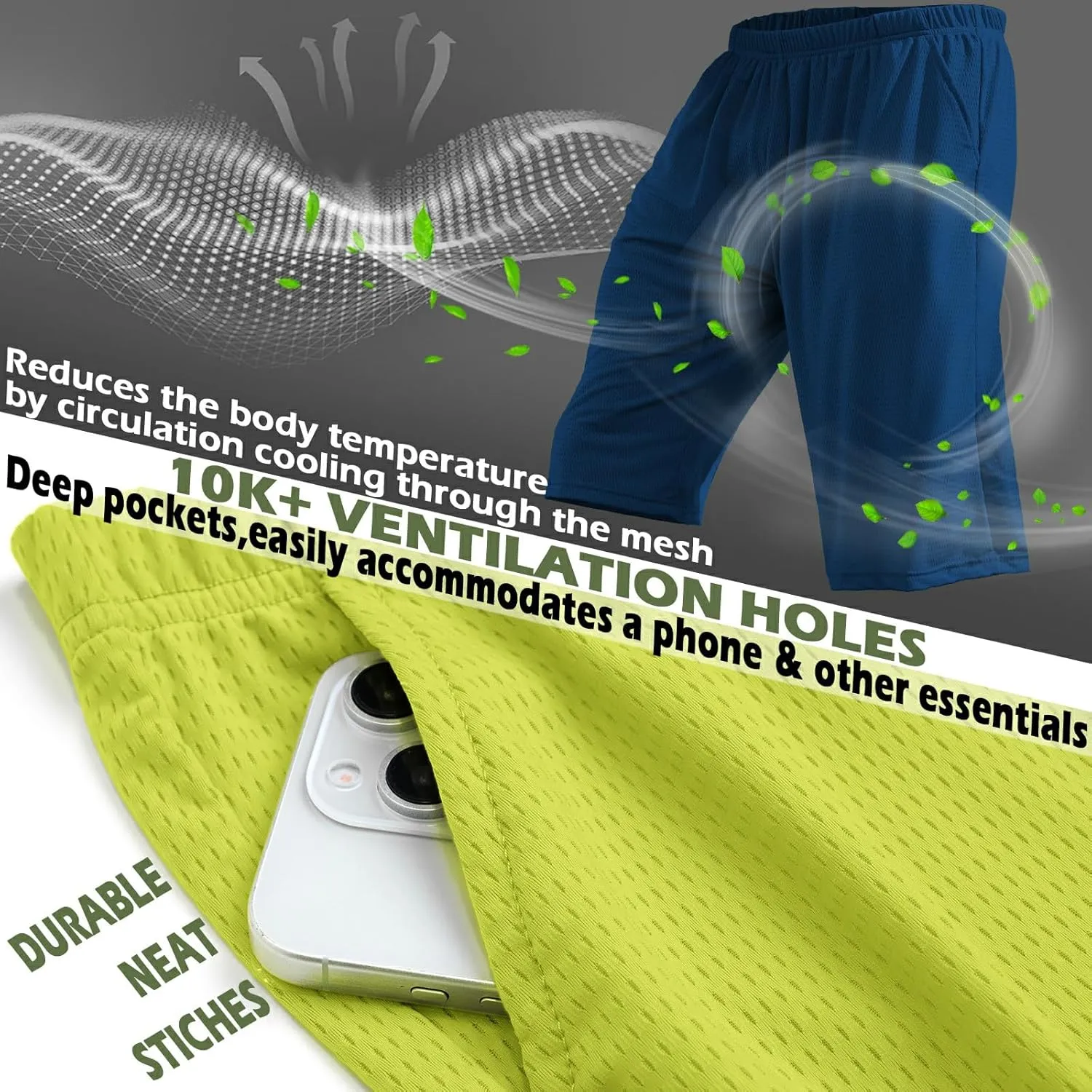 Mens Athletic Running Shorts 2 Pack Quick Dry with Pocket Gym Workout Shorts for Men Mesh Swim Trunks Board Pajama