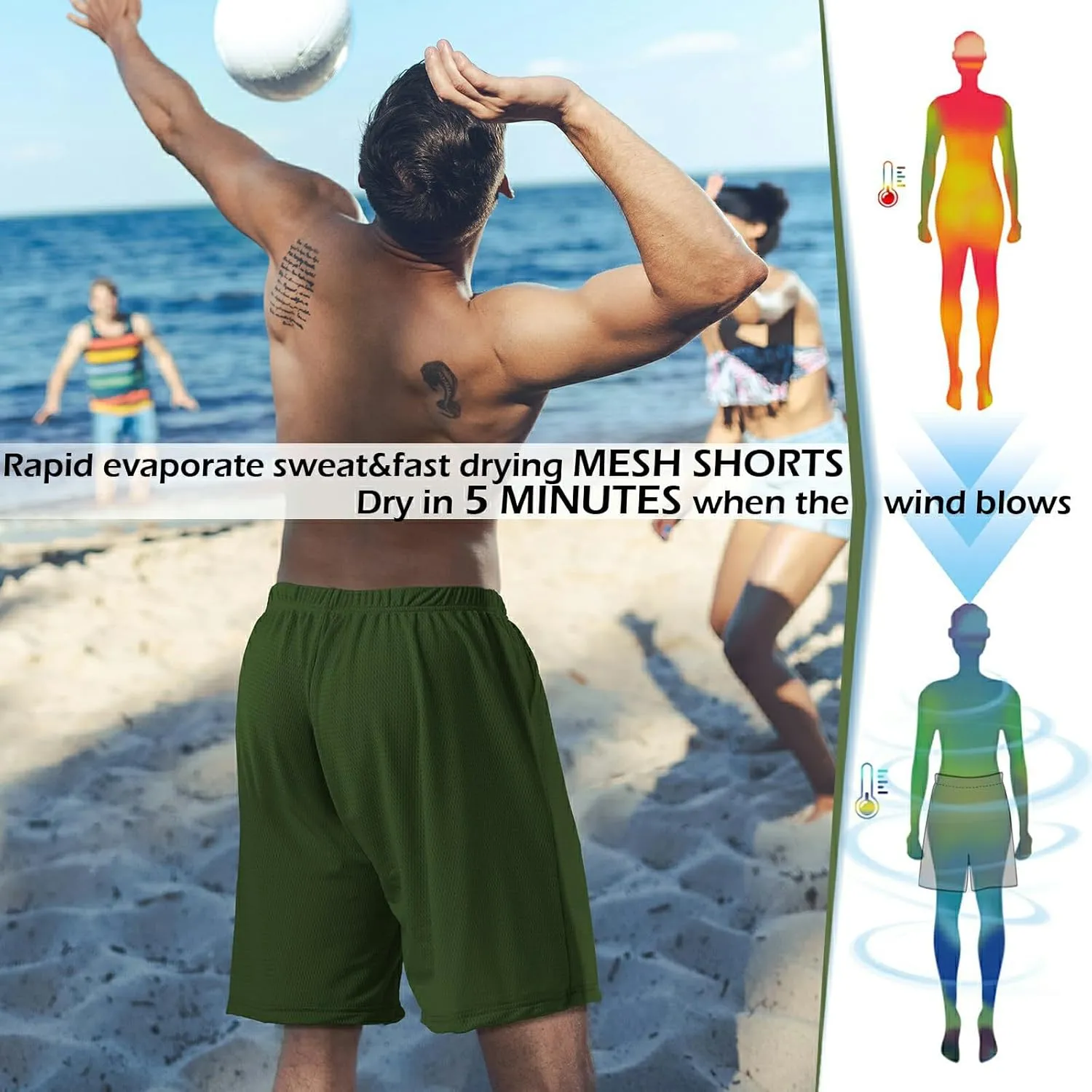 Mens Athletic Running Shorts 2 Pack Quick Dry with Pocket Gym Workout Shorts for Men Mesh Swim Trunks Board Pajama