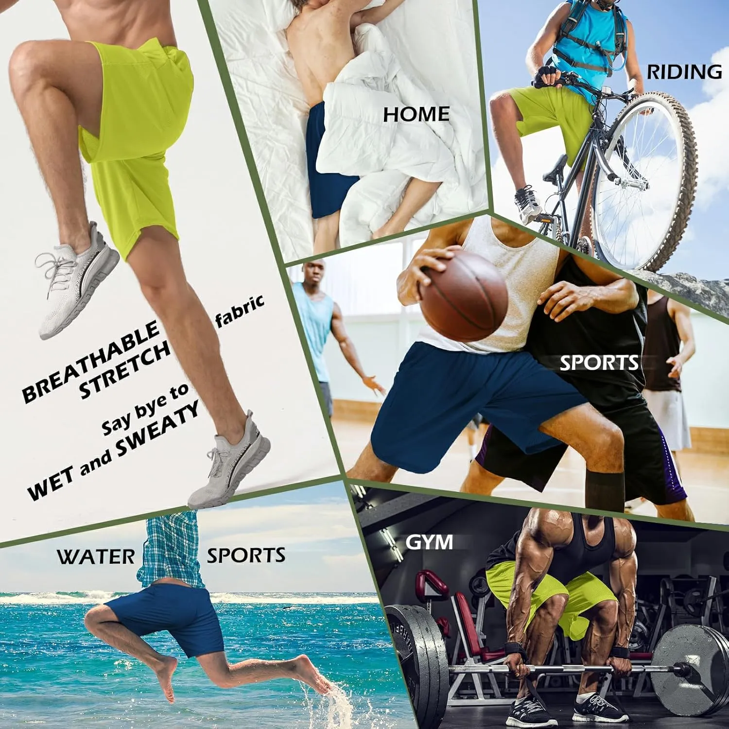 Mens Athletic Running Shorts 2 Pack Quick Dry with Pocket Gym Workout Shorts for Men Mesh Swim Trunks Board Pajama