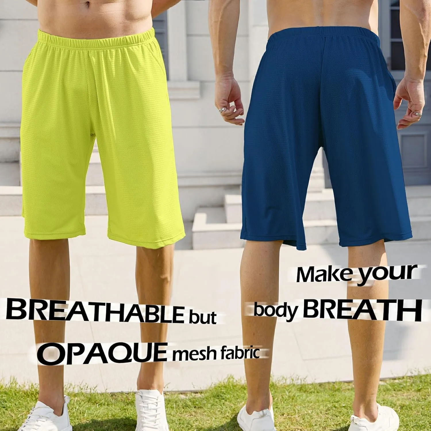 Mens Athletic Running Shorts 2 Pack Quick Dry with Pocket Gym Workout Shorts for Men Mesh Swim Trunks Board Pajama