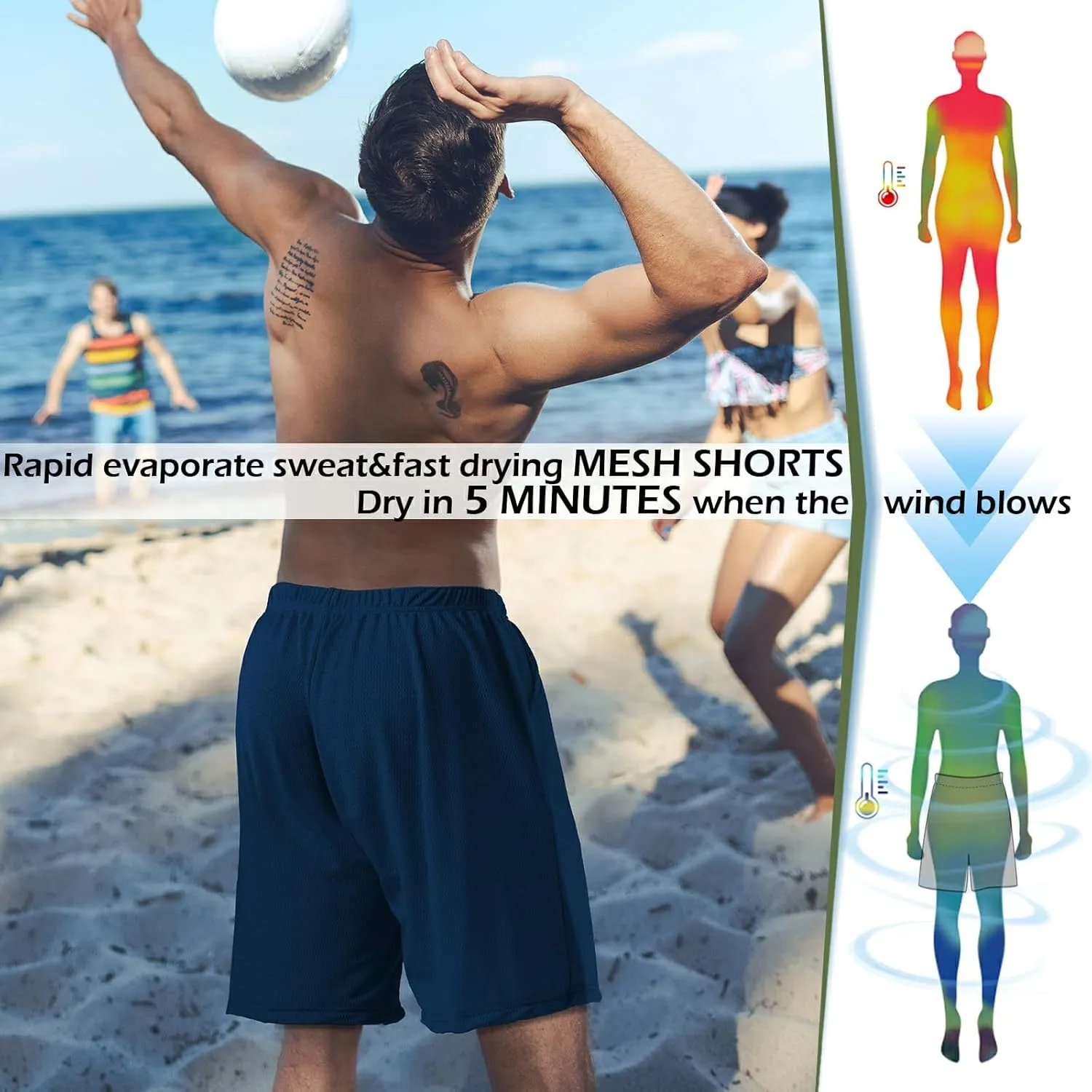 Mens Athletic Running Shorts 2 Pack Quick Dry with Pocket Gym Workout Shorts for Men Mesh Swim Trunks Board Pajama
