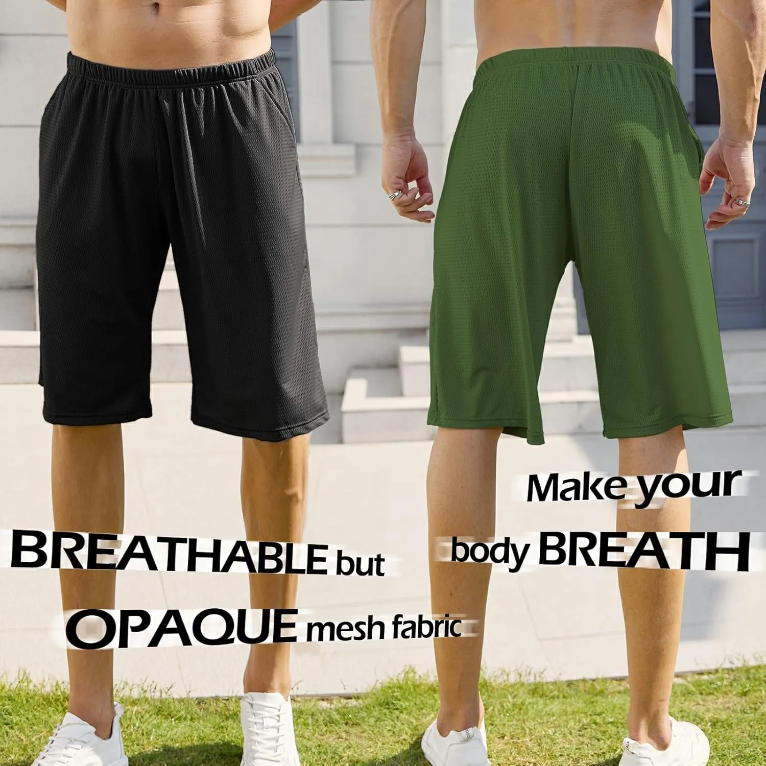 Mens Athletic Running Shorts 2 Pack Quick Dry with Pocket Gym Workout Shorts for Men Mesh Swim Trunks Board Pajama