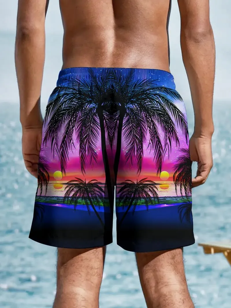 Men's Beach Shorts with Elastic Waistband Vacation & Summer Outdoor Activities
