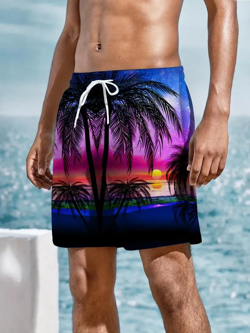 Men's Beach Shorts with Elastic Waistband Vacation & Summer Outdoor Activities