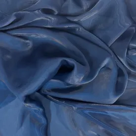 Navy Blue Crystalized Reflective Liquid Silk Chiffon Fabric