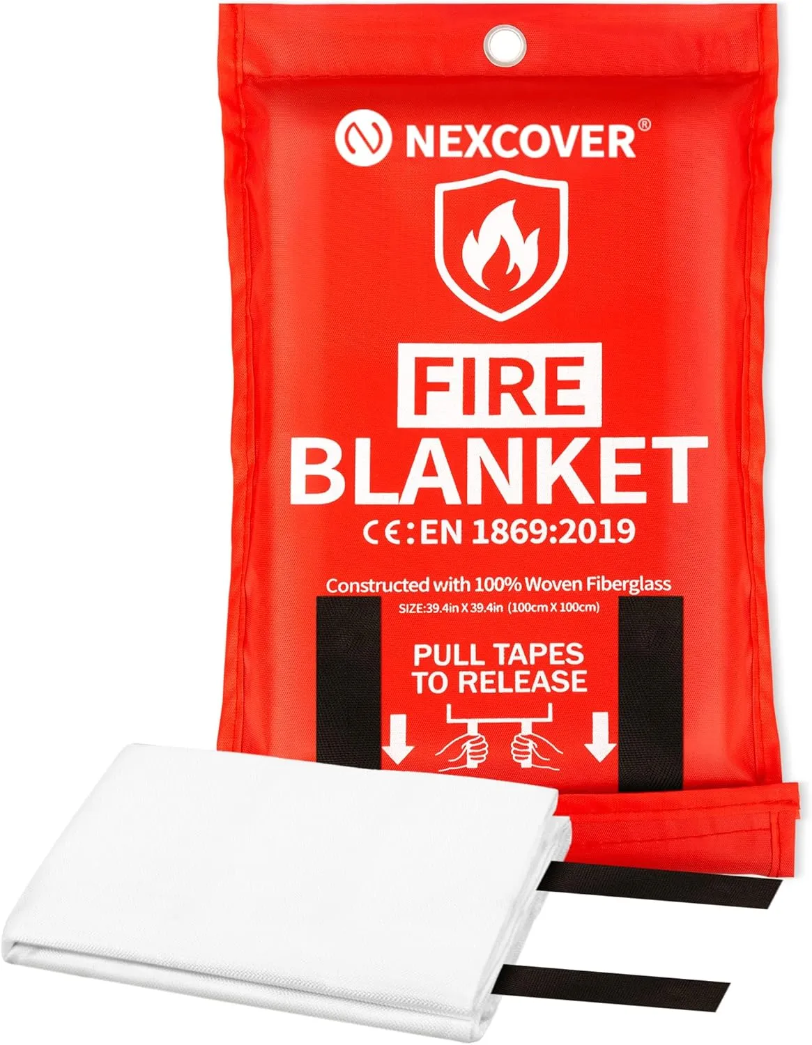 NEXCOVER Emergency Fire Blanket for Home and Kitchen, Fire Blankets Emergency - Fiberglass Flame Retardant Flame Suppression for Home Fireplace, Grill, Car, BBQ