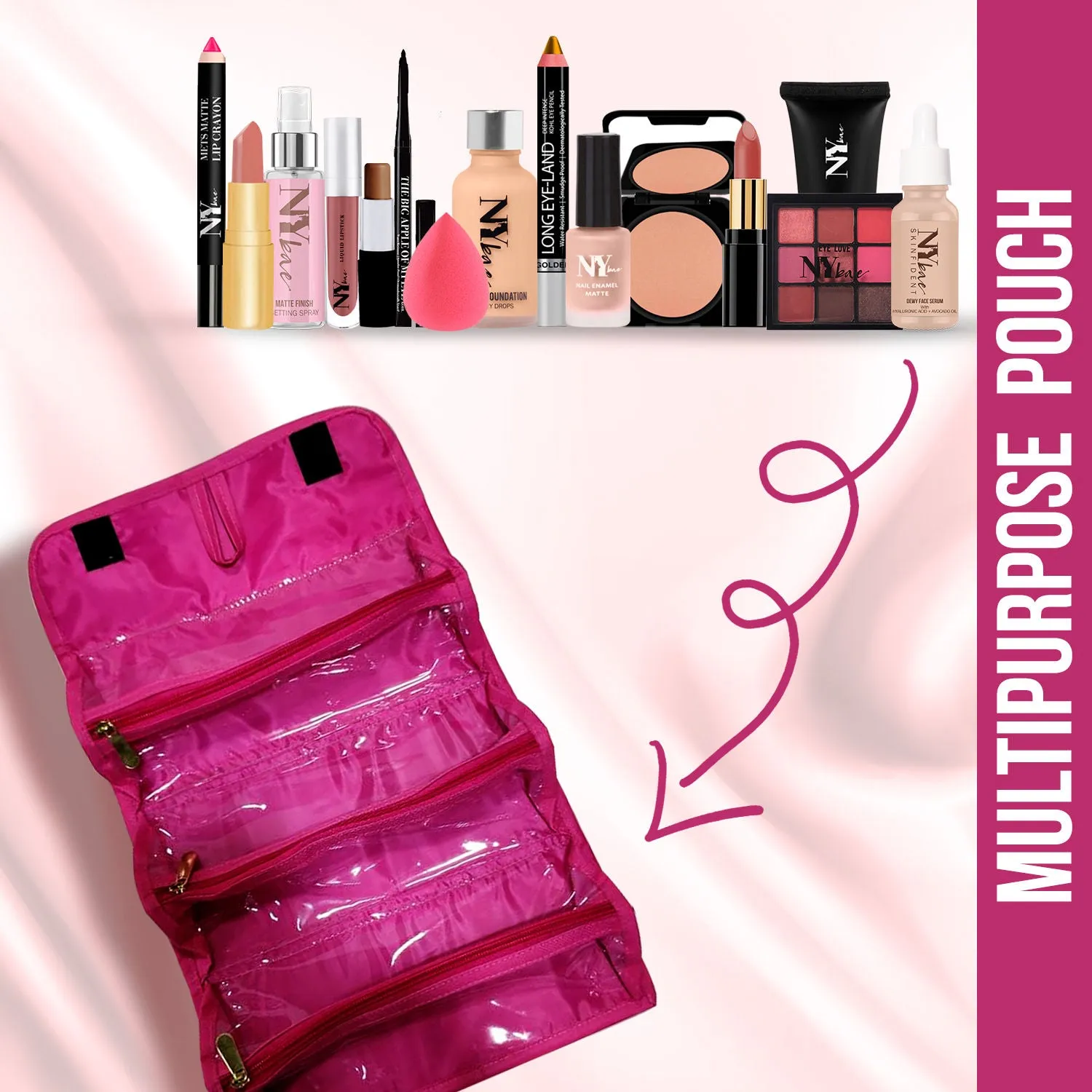 NY Bae Multipurpose Makeup Pouch - Pink
