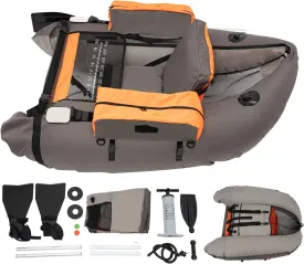 Outdoor Fishing Raft Boat Set with Paddle, Flippers 53.541.5in Outdoor Fishing Boat with 20in Fish Ruler, Pump,Storage Pockets,Adjustable Straps,286.6LBS Load Bearing Capacity
