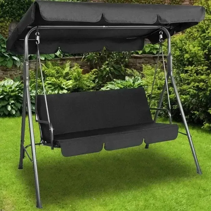 Outdoor Steel Swing Chair - Black (1 Box)