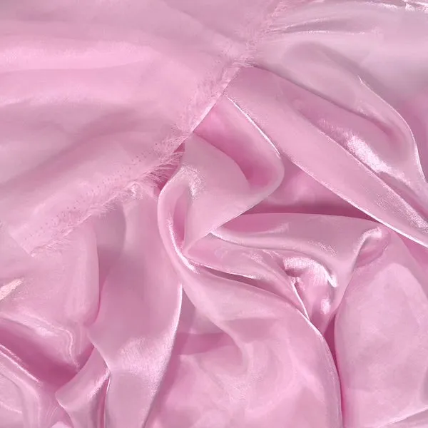 Pink Crystalized Reflective Liquid Silk Chiffon Fabric