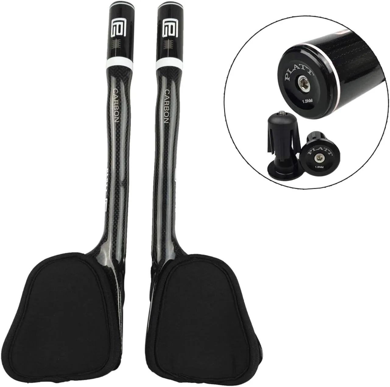 PLATT Carbon TT Handlebar Bicycle Aero Bars Tri Bars Cycling Rest Handlebar for Mountain Bike and Road Bike 31.8mm (Gloss White)