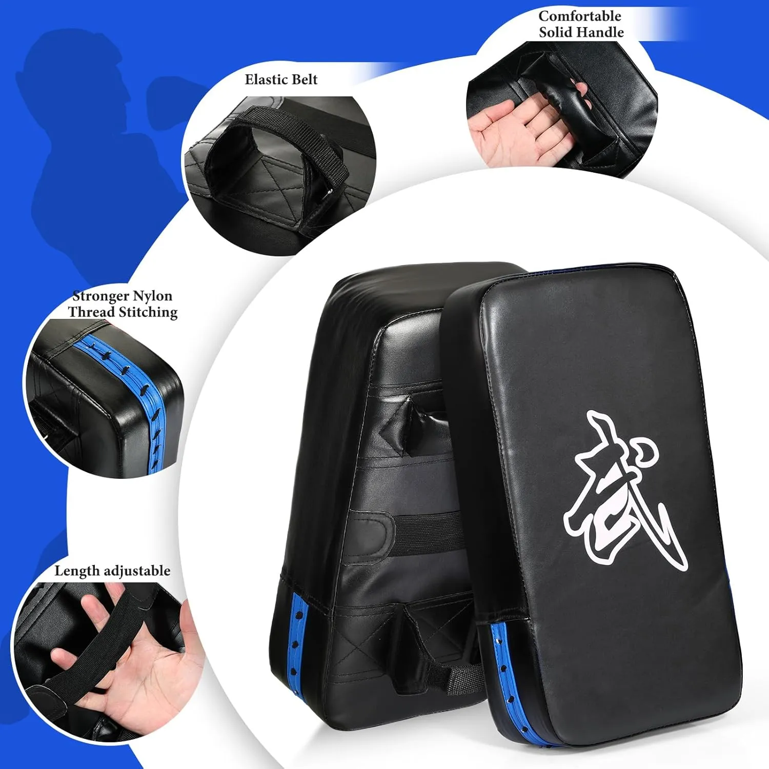 Poen 3 Pcs Taekwondo Kick Pads Muay Thai MMA Karate Sparring Gear Martial Arts Kickboxing Training Pads Punching Striking Target Equipment PU Leather Paddles Strike Curved Kick Shield