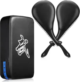 Poen 3 Pcs Taekwondo Kick Pads Muay Thai MMA Karate Sparring Gear Martial Arts Kickboxing Training Pads Punching Striking Target Equipment PU Leather Paddles Strike Curved Kick Shield