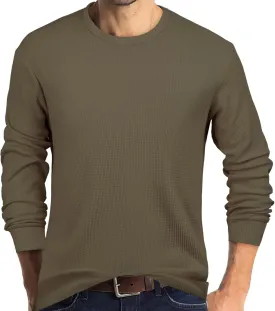 PrettyGuide Men's Long Sleeve Waffle Shirts Casual Lightweight Crewneck Thermal Undershirts Pullover Tops