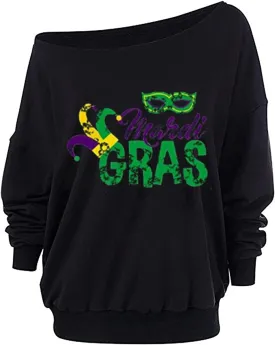 Roshop Women's Loose Baggy Off Shoulder Cute Easter Peeps Long Sleeve Bunny Sweatshirt Tops