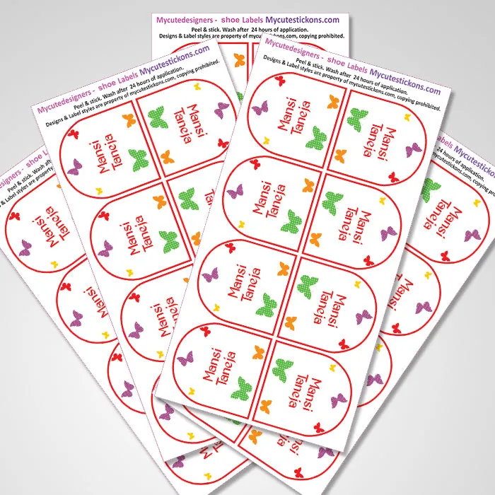 Shoe Labels Pack - Butterfly -  12 Pairs