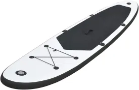 Stable and Durable Inflatable Stand Up Paddleboard Set, Black and White, for Paddling Fun