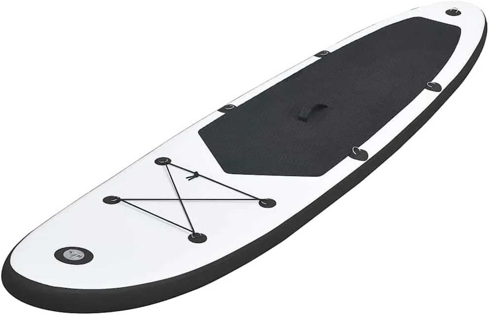 Stable and Durable Inflatable Stand Up Paddleboard Set, Black and White, for Paddling Fun