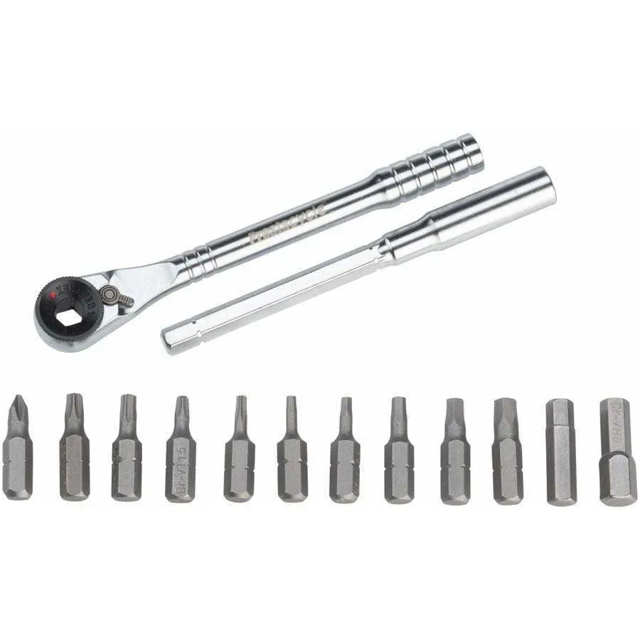 T-Handle Ratchet Deluxe 3-Way Ratchet and T-Handle Bike Tool Kit, 12 Piece Bit Set