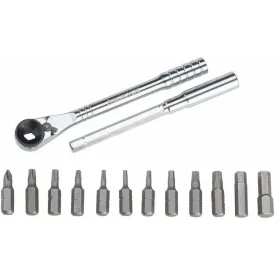 T-Handle Ratchet Deluxe 3-Way Ratchet and T-Handle Bike Tool Kit, 12 Piece Bit Set