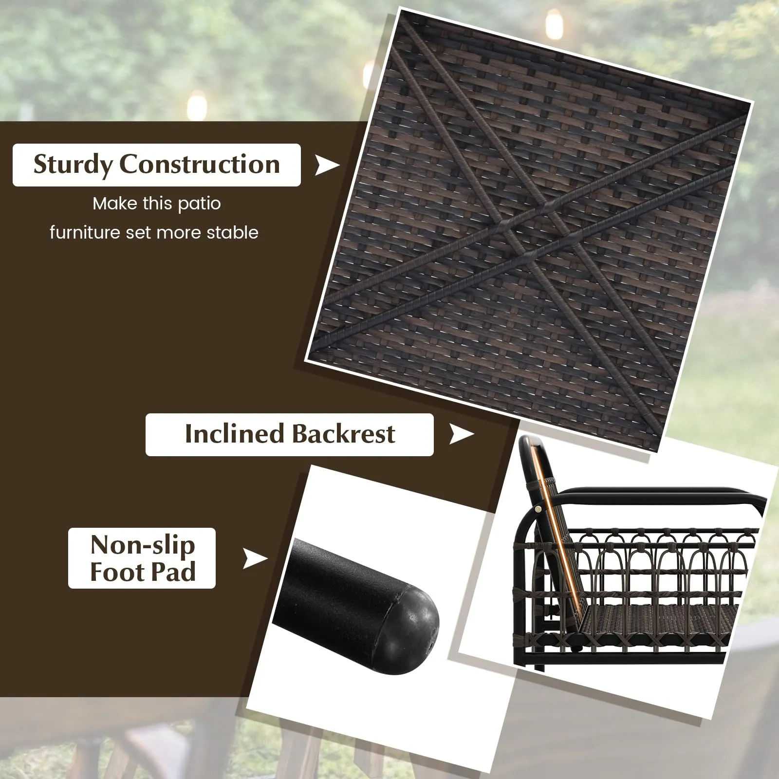 Tangkula 4 Pieces Patio Furniture Set, Outdoor Wicker Conversation Bistro Set