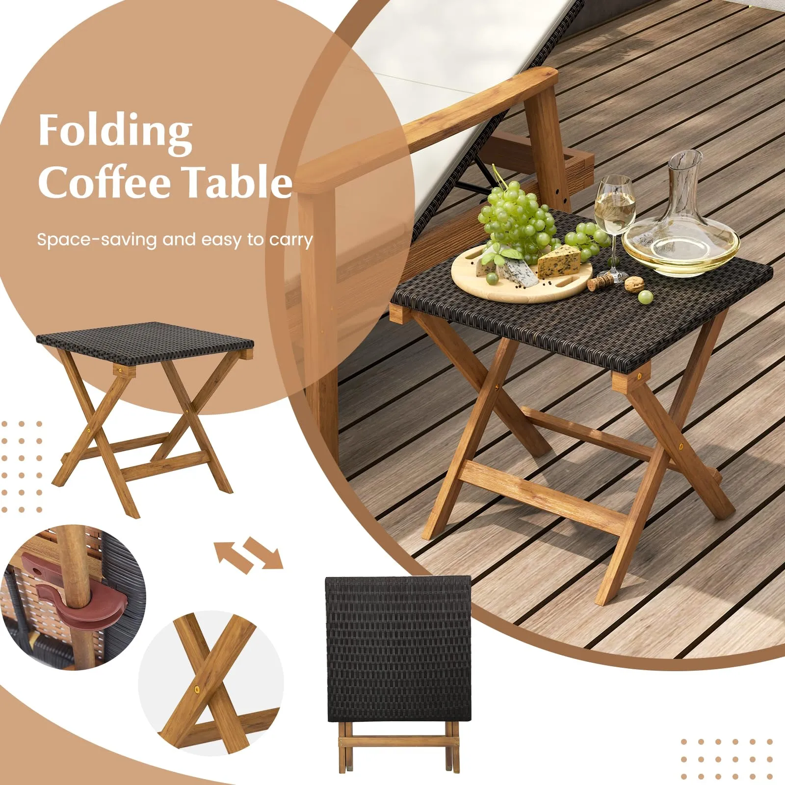 Tangkula Outdoor Chaise Lounge Chair Set, Rattan Patio Chaise with Armrests & 4-Level Backrest