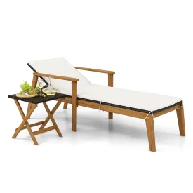 Tangkula Outdoor Chaise Lounge Chair Set, Rattan Patio Chaise with Armrests & 4-Level Backrest