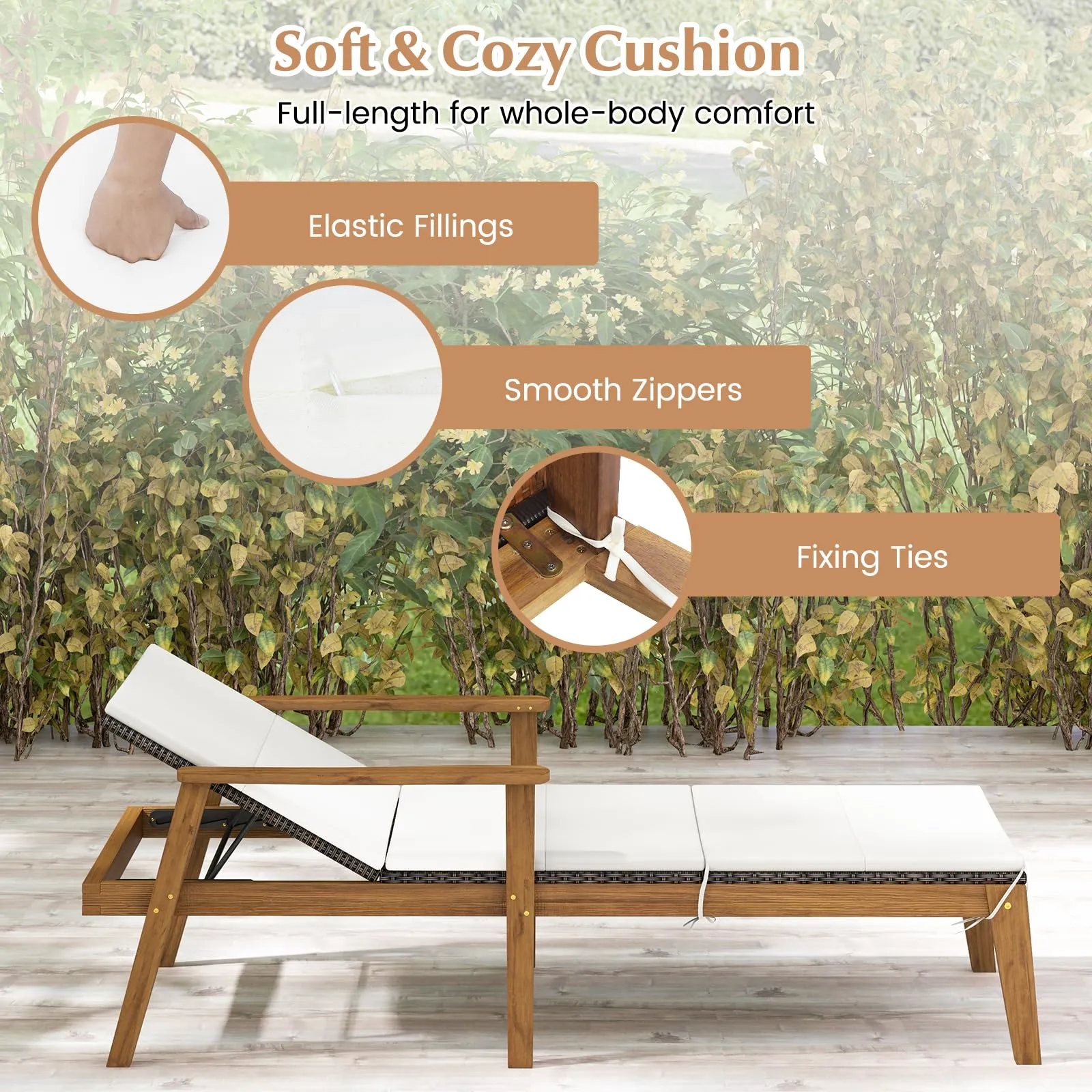 Tangkula Outdoor Chaise Lounge Chair Set, Rattan Patio Chaise with Armrests & 4-Level Backrest