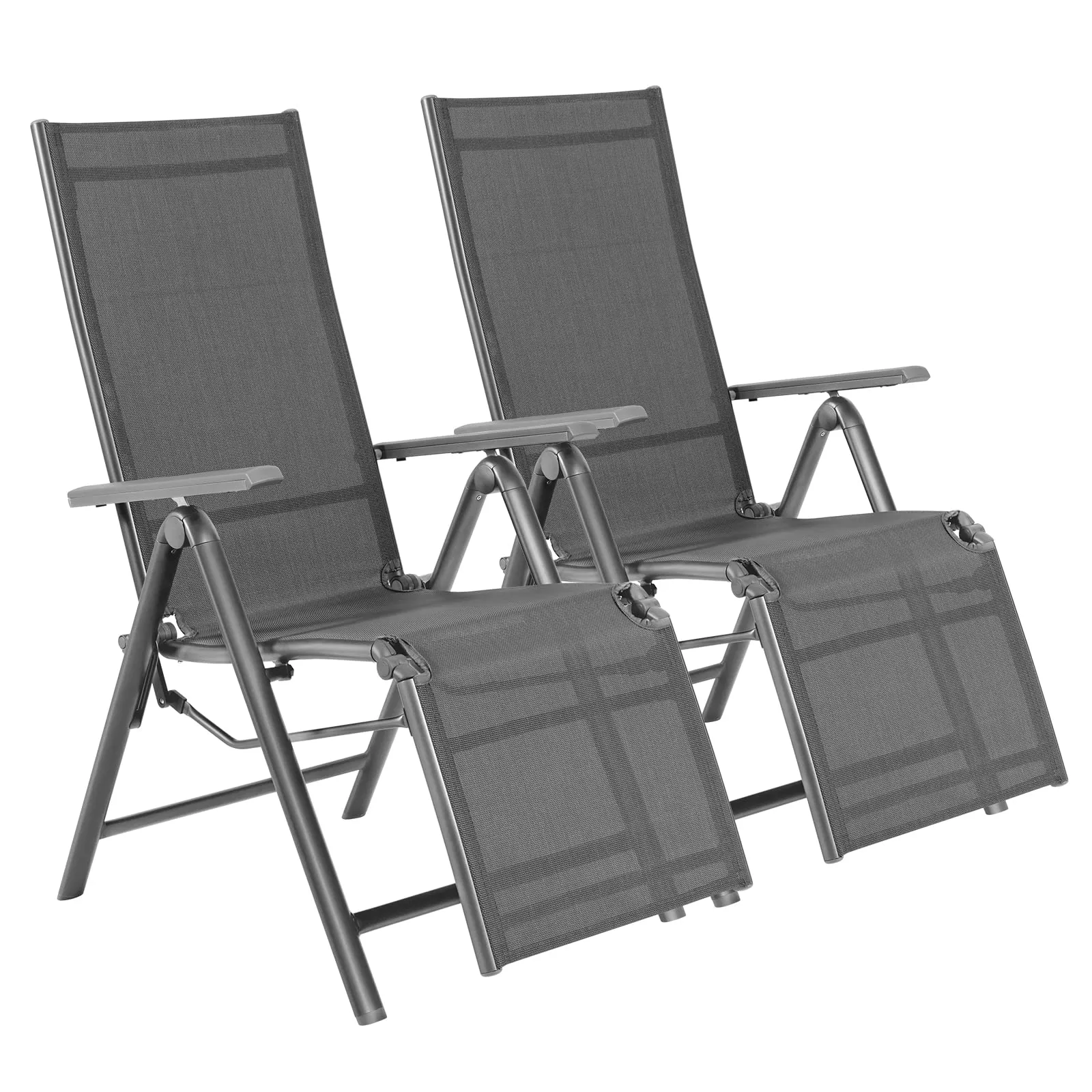 Tangkula Outdoor Folding Lounge Chair, Patio Reclining Chair W/7 Adjustable Backrest & Footrest Positions