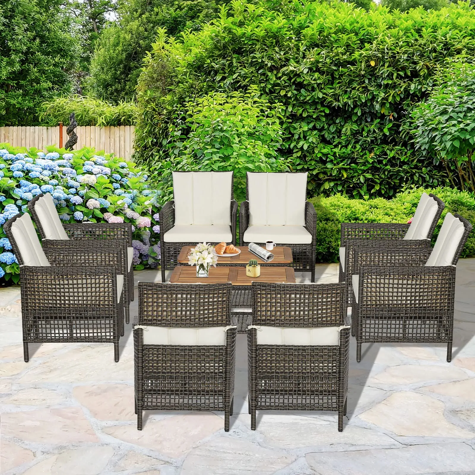 Tangkula Patio Furniture Set with 2-Tier Coffee Table