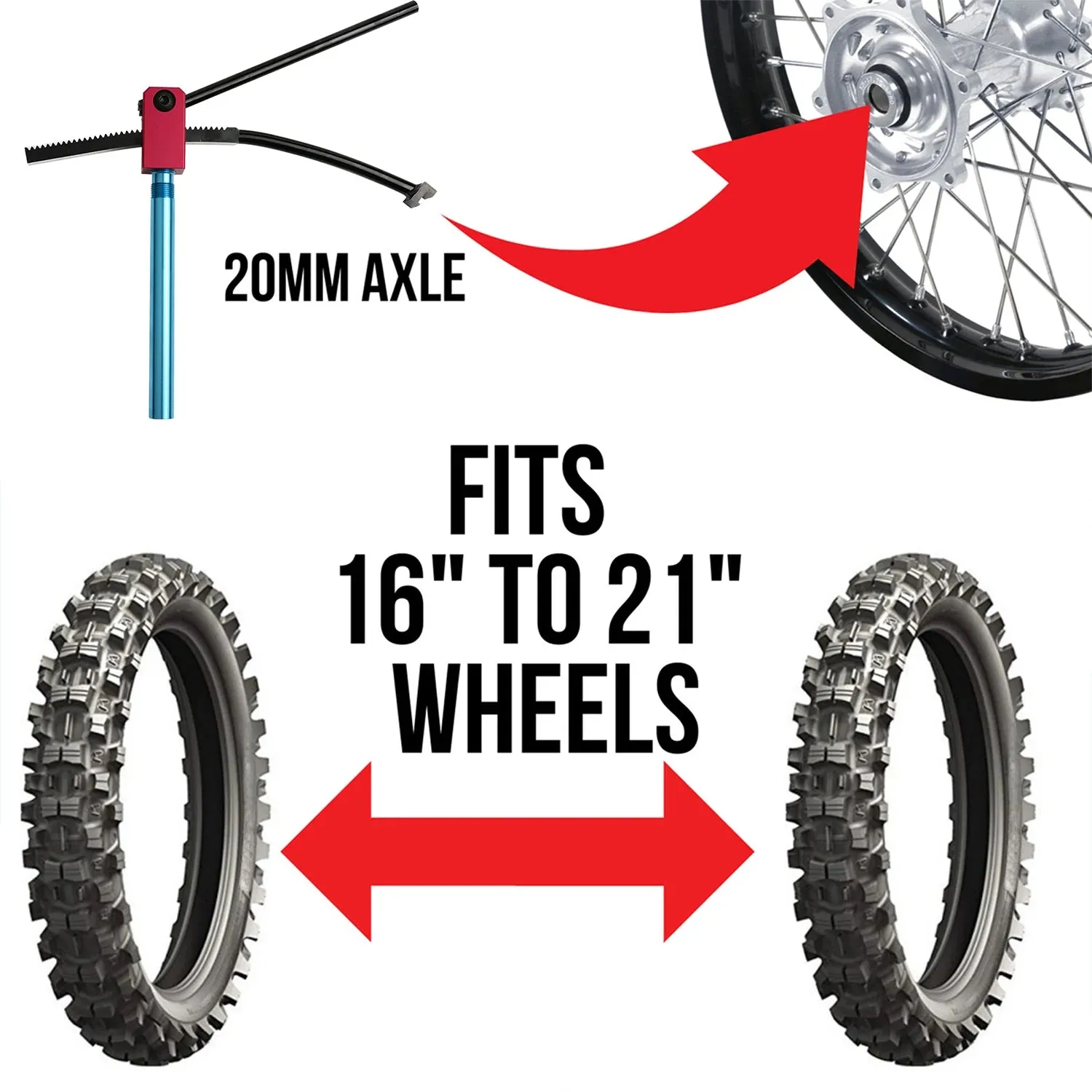 Tire Changing Kit for 16"-21" Wheels, 20mm Axles, Enduro & Motocross