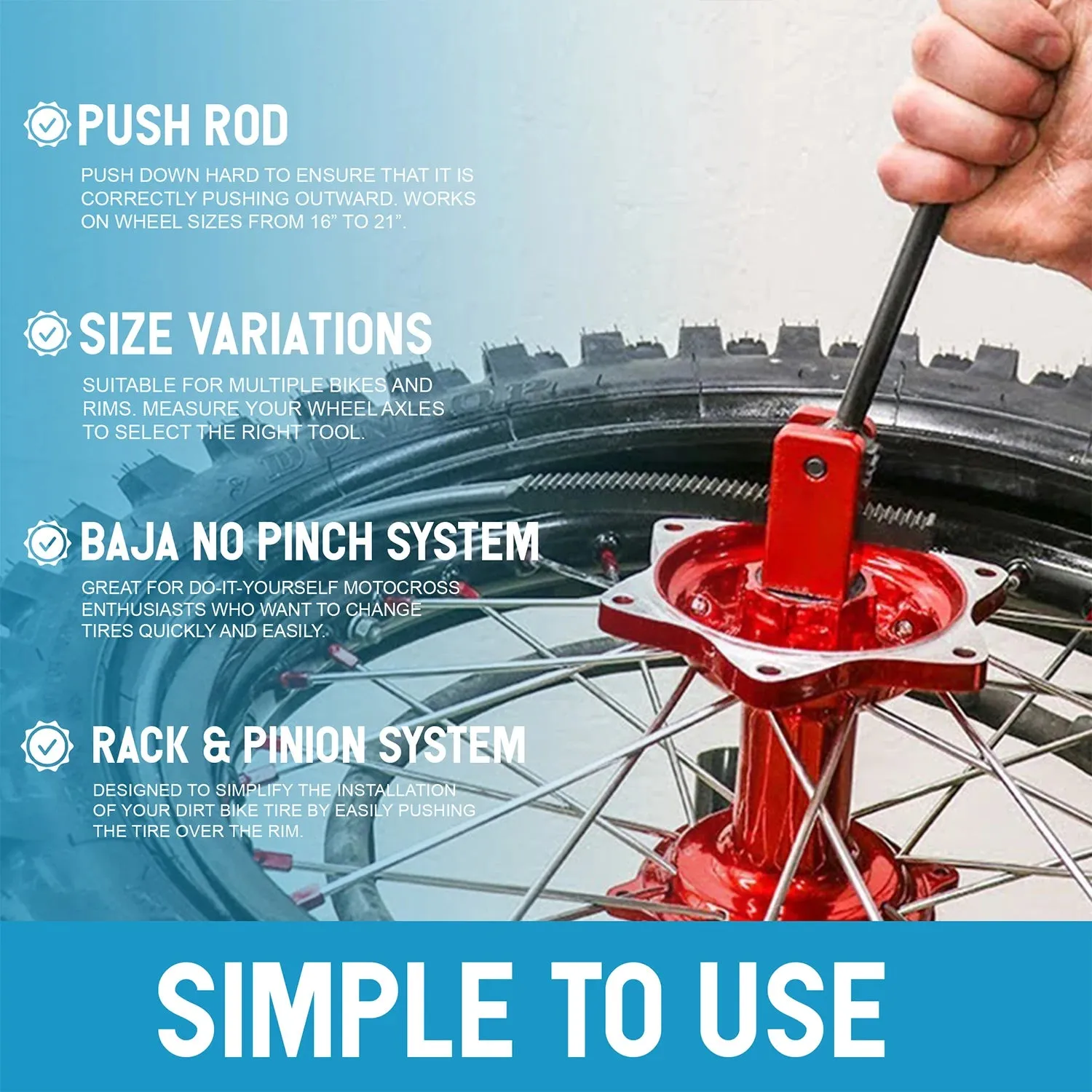 Tire Changing Kit for 16"-21" Wheels, 20mm Axles, Enduro & Motocross