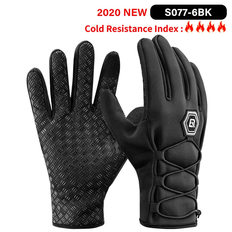 Touch Screen Bike Gloves Winter Thermal Windproof Full Finger Cycling Glove Anti-slip Bicycle Gloves
