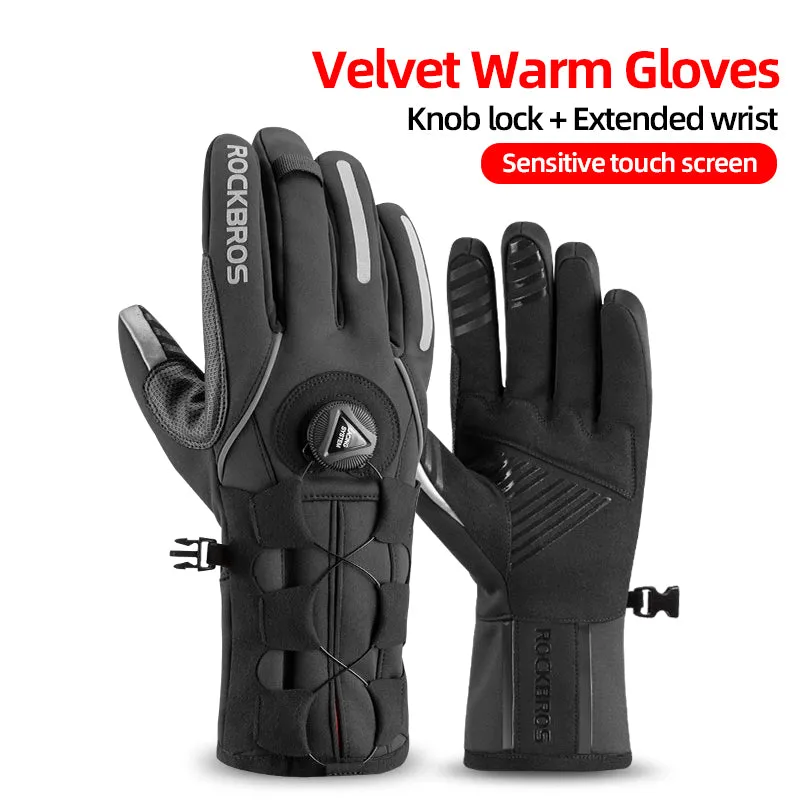 Touch Screen Bike Gloves Winter Thermal Windproof Full Finger Cycling Glove Anti-slip Bicycle Gloves