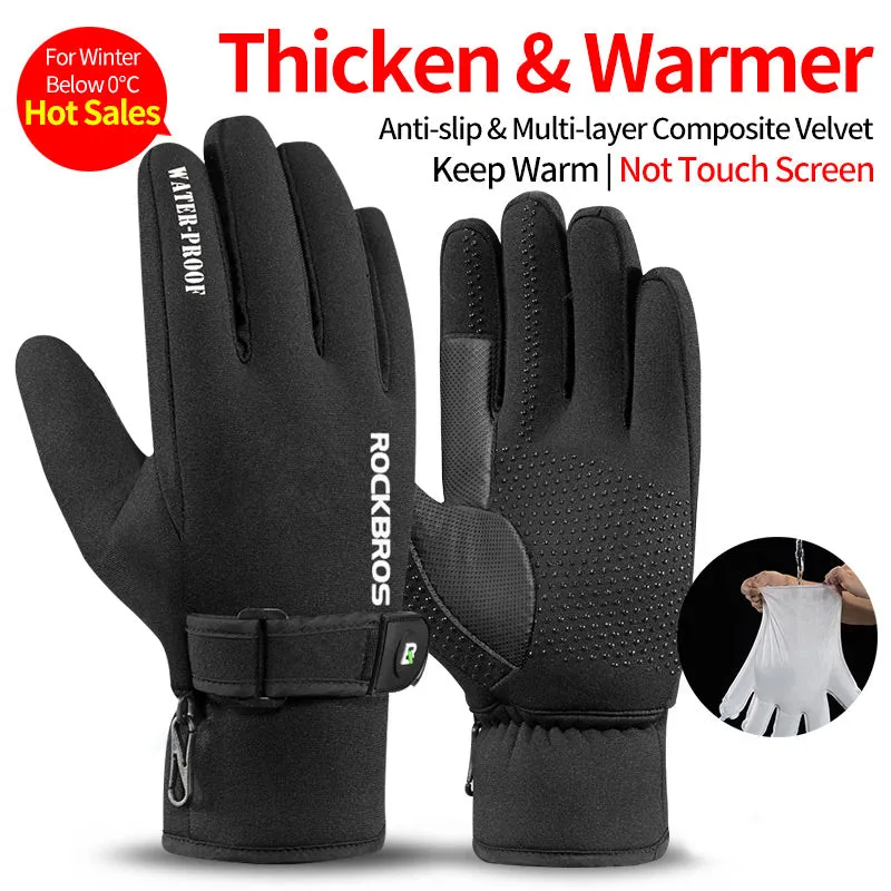 Touch Screen Bike Gloves Winter Thermal Windproof Full Finger Cycling Glove Anti-slip Bicycle Gloves
