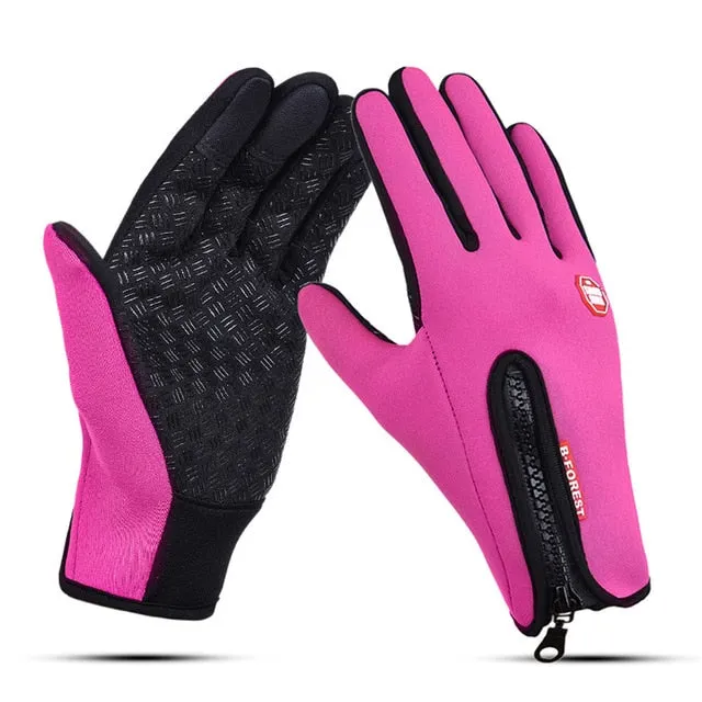 Touch Screen Windproof Outdoor Sport Gloves,Men Women Winter Fleece Thermal Warm Running Gloves,Anti-slip Cycling Gloves