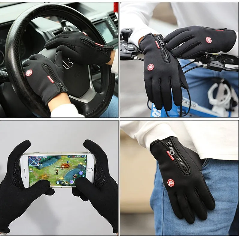 Touch Screen Windproof Outdoor Sport Gloves,Men Women Winter Fleece Thermal Warm Running Gloves,Anti-slip Cycling Gloves