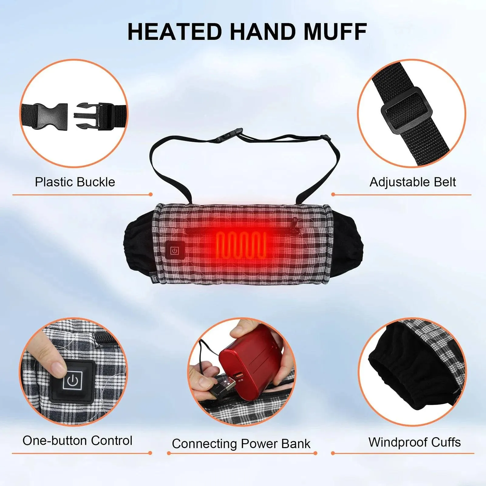 USB Rechargeable Heated Gloves Outdoor Three-Level Temperature Adjustable Heated Gloves Winter Warmth Windproof Thermal Gloves