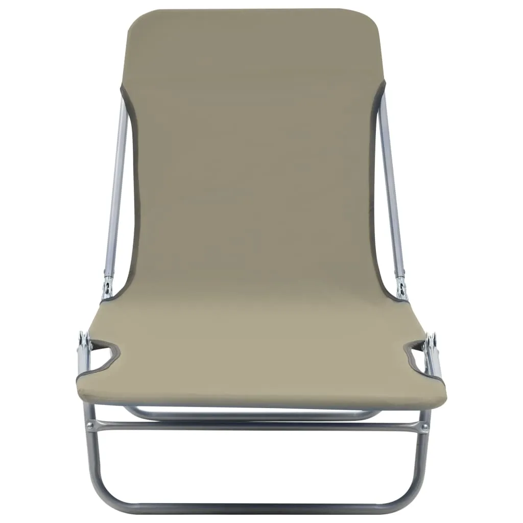 vidaXL Folding Sun Loungers 2 pcs Steel and Fabric Taupe