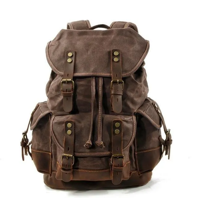 Vintage Leather Waterproof Backpack
