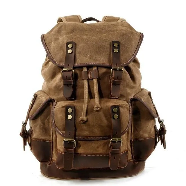 Vintage Leather Waterproof Backpack