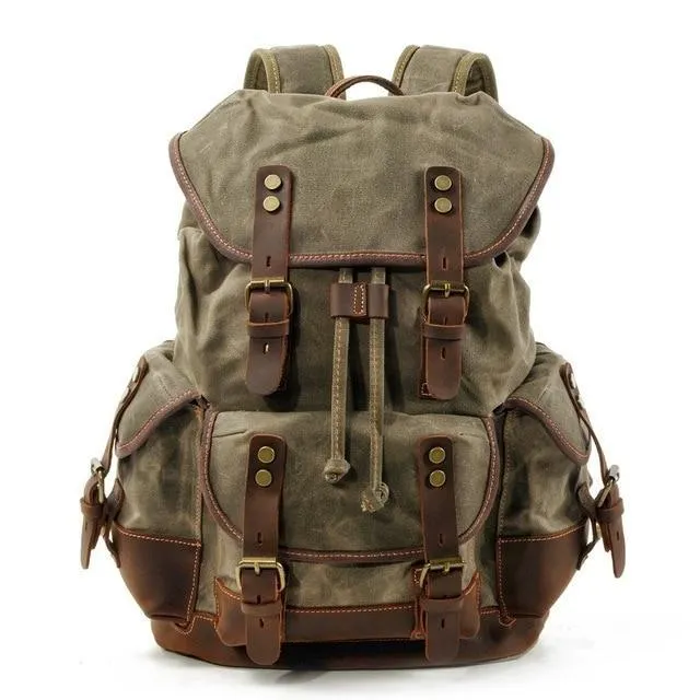 Vintage Leather Waterproof Backpack