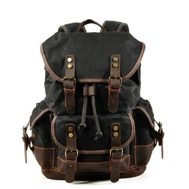 Vintage Leather Waterproof Backpack